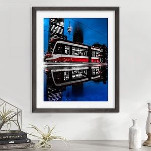 New original art red train Toronto TTC streetcar photography